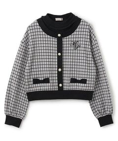 mezzo piano junior / メゾピアノジュニア スウェット | 【人気商品再入荷】【直営店で取り扱い無し】千鳥柄カーデレイヤードトレーナー