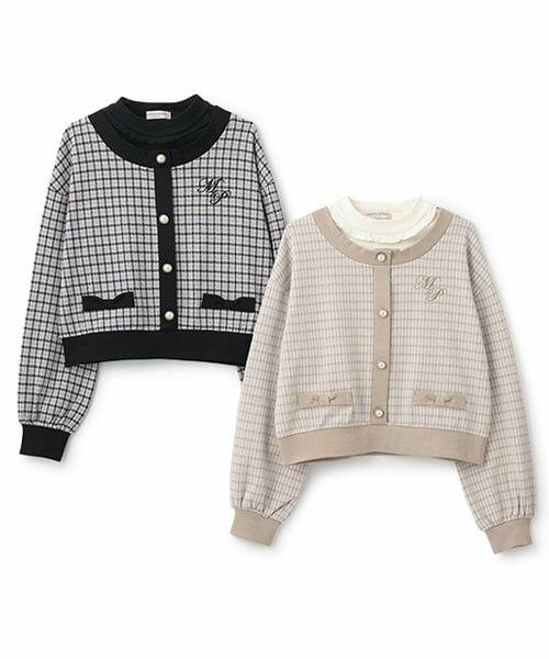 mezzo piano junior / メゾピアノジュニア スウェット | 【人気商品再入荷】【直営店で取り扱い無し】千鳥柄カーデレイヤードトレーナー | 詳細8