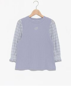 mezzo piano junior / メゾピアノジュニア Tシャツ | ★袖布帛テレコTシャツ（7分丈）