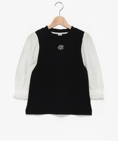 mezzo piano junior / メゾピアノジュニア Tシャツ | ★袖布帛テレコTシャツ（7分丈）