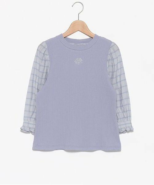 mezzo piano junior / メゾピアノジュニア Tシャツ | ★袖布帛テレコTシャツ（7分丈）（サックス）