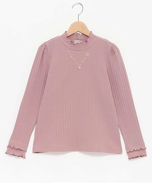 mezzo piano junior / メゾピアノジュニア Tシャツ | 【人気商品再入荷】【直営店で取り扱い無し】リボンネックレス長袖Tシャツ(ピンク)