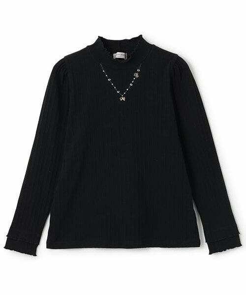 mezzo piano junior / メゾピアノジュニア Tシャツ | 【人気商品再入荷】【直営店で取り扱い無し】リボンネックレス長袖Tシャツ(黒)