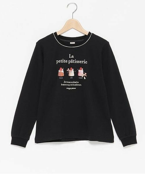 mezzo piano junior / メゾピアノジュニア Tシャツ | 8133220：【抗菌・消臭】カヌレモチーフ長袖Tシャツ（黒）