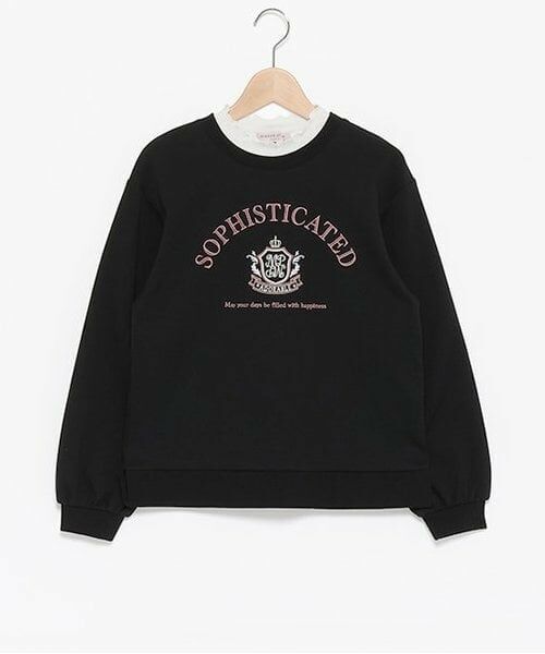 mezzo piano junior / メゾピアノジュニア Tシャツ | ★レイヤード風カレッジ長袖Tシャツ（黒）