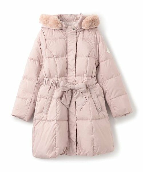 mezzo piano junior / メゾピアノジュニア ブルゾン | 【人気商品再入荷】【直営店で取り扱い無し】【撥水】リボンベルトガーリーロングダウン（ピンク）