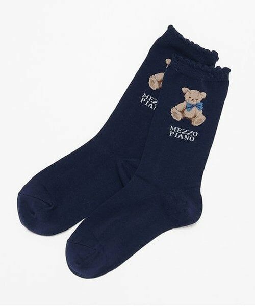 mezzo piano junior / メゾピアノジュニア ソックス | ★くまちゃんクルーソックス（紺）