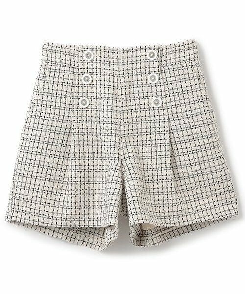 mezzo piano junior / メゾピアノジュニア ショート・ハーフ・半端丈パンツ | ★ツイードショートパンツ（オフ ホワイト）