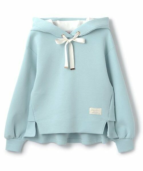 mezzo piano junior / メゾピアノジュニア パーカー | 【人気商品再入荷】【直営店で取り扱い無し】後ろフレアーダンボールパーカ（ライト ブルー）