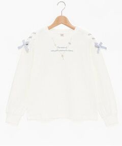 mezzo piano junior / メゾピアノジュニア Tシャツ | ★肩レースアップネックレスTシャツ