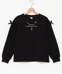 mezzo piano junior / メゾピアノジュニア Tシャツ | ★肩レースアップネックレスTシャツ
