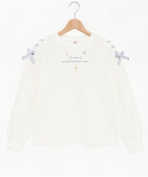 mezzo piano junior / メゾピアノジュニア Tシャツ | ★肩レースアップネックレスTシャツ（オフ ホワイト）