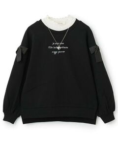 mezzo piano junior / メゾピアノジュニア スウェット | 【人気商品再入荷】【直営店で取り扱い無し】ネックレスつき肩リボントレーナー