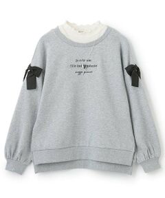 mezzo piano junior / メゾピアノジュニア スウェット | 【人気商品再入荷】【直営店で取り扱い無し】ネックレスつき肩リボントレーナー