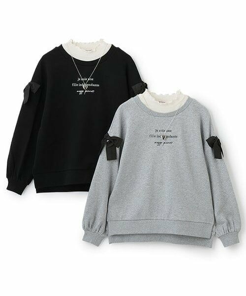 mezzo piano junior / メゾピアノジュニア スウェット | 【人気商品再入荷】【直営店で取り扱い無し】ネックレスつき肩リボントレーナー | 詳細13