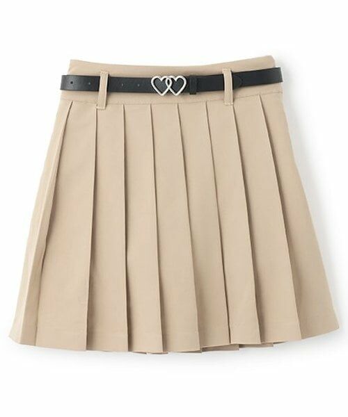 mezzo piano junior / メゾピアノジュニア ショート・ハーフ・半端丈パンツ | 【人気商品再入荷】【直営店で取り扱い無し】ベルトつきプリーツスカパン（ベージュ）