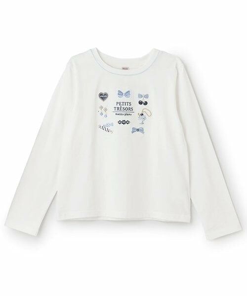 mezzo piano junior / メゾピアノジュニア Tシャツ | 【人気商品再入荷】【直営店で取り扱い無し】【抗菌防臭】アクセサリーモチーフ長袖Tシャツ（オフ ホワイト）