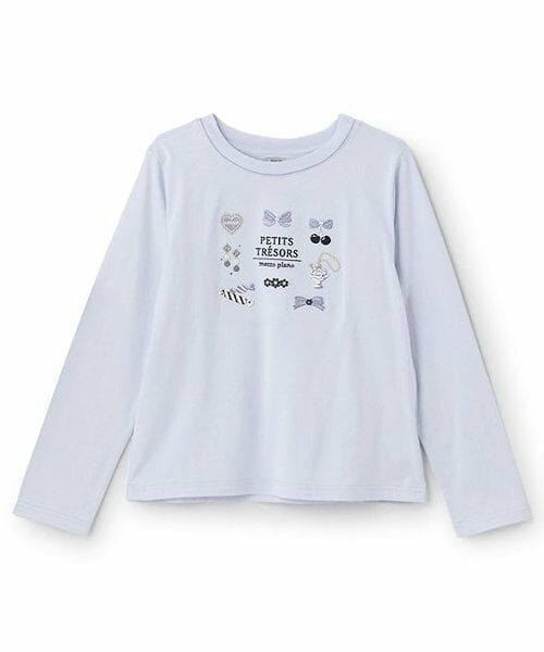 mezzo piano junior / メゾピアノジュニア Tシャツ | 【人気商品再入荷】【直営店で取り扱い無し】【抗菌防臭】アクセサリーモチーフ長袖Tシャツ（ライト ブルー）