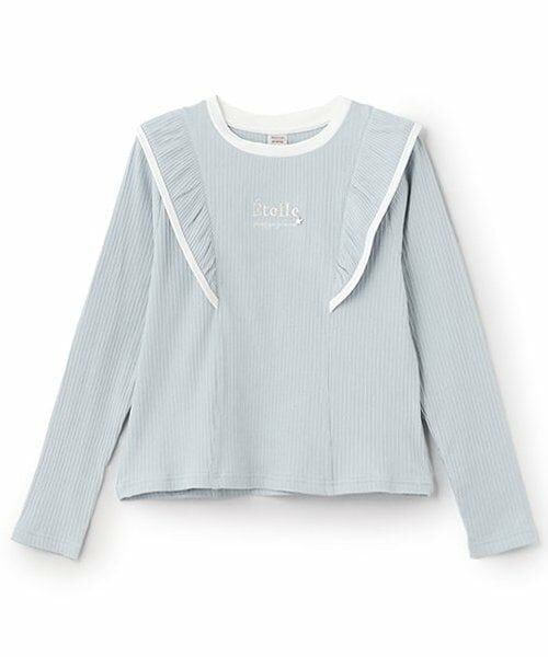 mezzo piano junior / メゾピアノジュニア シャツ・ブラウス | 【人気商品再入荷】【直営店で取り扱い無し】エトワールフリル長袖Tシャツ（サックス）