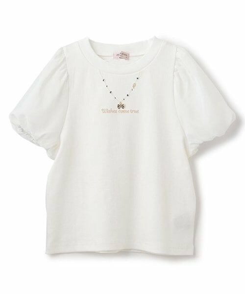 mezzo piano junior / メゾピアノジュニア Tシャツ | 【人気商品再入荷】【直営店で取り扱い無し】ボリューム袖ネックレスTシャツ（オフ ホワイト）