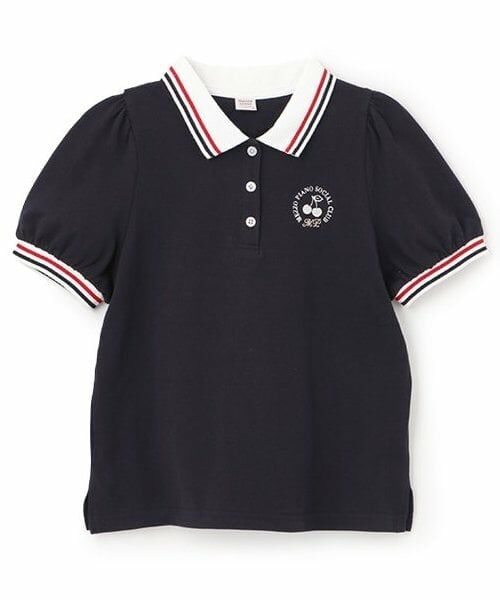 mezzo piano junior / メゾピアノジュニア ポロシャツ | 【人気商品再入荷】【直営店で取り扱い無し】ガーリーポロシャツ(紺)