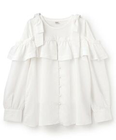 mezzo piano junior / メゾピアノジュニア シャツ・ブラウス | 【人気商品再入荷】【直営店で取り扱い無し】ショルダーリボンレイヤード長袖シャツ