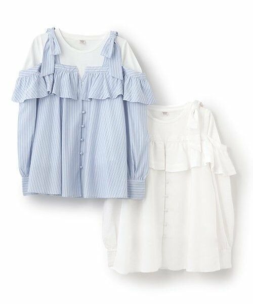 mezzo piano junior / メゾピアノジュニア シャツ・ブラウス | 【人気商品再入荷】【直営店で取り扱い無し】ショルダーリボンレイヤード長袖シャツ | 詳細9