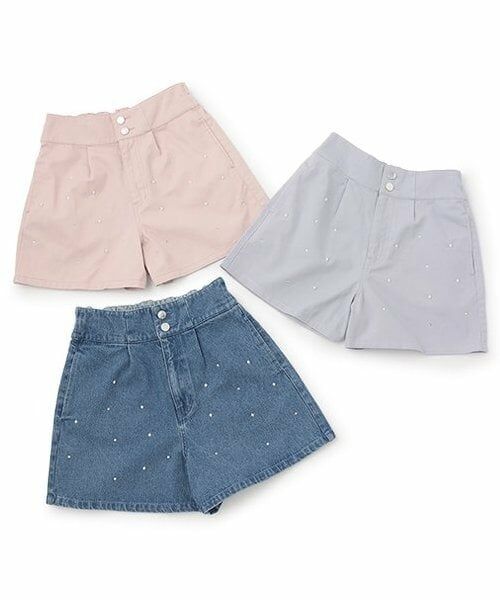 mezzo piano junior / メゾピアノジュニア ショート・ハーフ・半端丈パンツ | 【人気商品再入荷】【直営店で取り扱い無し】パール&ラインストーンつきハイウエストショートパンツ | 詳細10