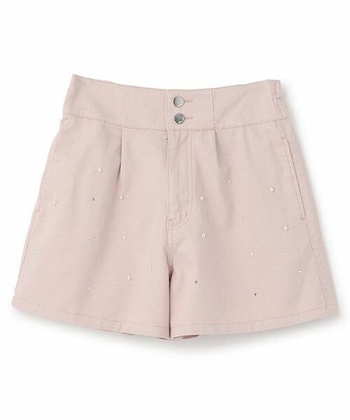 mezzo piano junior / メゾピアノジュニア ショート・ハーフ・半端丈パンツ | 【人気商品再入荷】【直営店で取り扱い無し】パール&ラインストーンつきハイウエストショートパンツ（ピンク）
