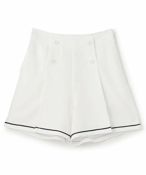 mezzo piano junior / メゾピアノジュニア ショート・ハーフ・半端丈パンツ | 【人気商品再入荷】【直営店で取り扱い無し】パールボタンマリンショーパン（オフ ホワイト）