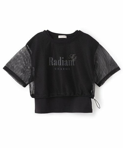 mezzo piano junior / メゾピアノジュニア Tシャツ | 【人気商品再入荷】【直営店で取り扱い無し】メッシュTシャツ＆Tシャツセット（黒）