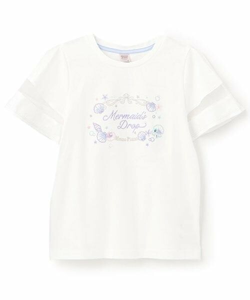 mezzo piano junior / メゾピアノジュニア Tシャツ | 【人気商品再入荷】【直営店で取り扱い無し】シェル刺しゅうTシャツ（オフ ホワイト）