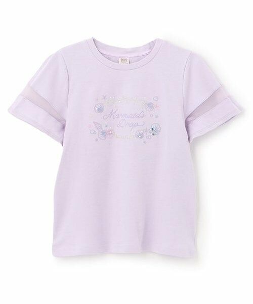 mezzo piano junior / メゾピアノジュニア Tシャツ | 【人気商品再入荷】【直営店で取り扱い無し】シェル刺しゅうTシャツ（パープル）