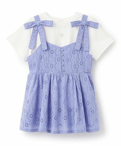 mezzo piano junior / メゾピアノジュニア その他トップス | 【人気商品再入荷】【直営店で取り扱い無し】オリジナルレースチュニック＆Tシャツセット（サックス）