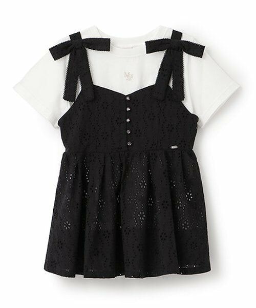 mezzo piano junior / メゾピアノジュニア その他トップス | 【人気商品再入荷】【直営店で取り扱い無し】オリジナルレースチュニック＆Tシャツセット（黒）