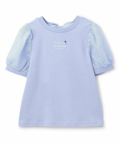 mezzo piano junior / メゾピアノジュニア Tシャツ | 【人気商品再入荷】【直営店で取り扱い無し】シアーボリューム袖Tシャツ（ブルー）