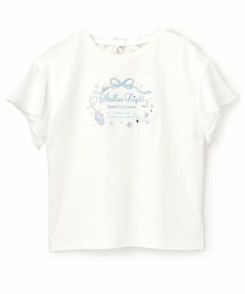 mezzo piano junior / メゾピアノジュニア Tシャツ | 【人気商品再入荷】【直営店で取り扱い無し】フレア袖後ろリボン半袖Tシャツ（オフ ホワイト）