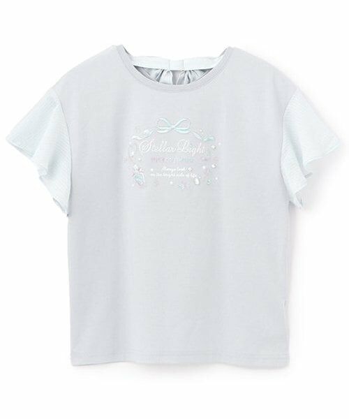 mezzo piano junior / メゾピアノジュニア Tシャツ | 【人気商品再入荷】【直営店で取り扱い無し】フレア袖後ろリボン半袖Tシャツ（サックス）