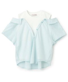 mezzo piano junior / メゾピアノジュニア Tシャツ | 【人気商品再入荷】【直営店で取り扱い無し】シアーストライプ ドッキングシャツ