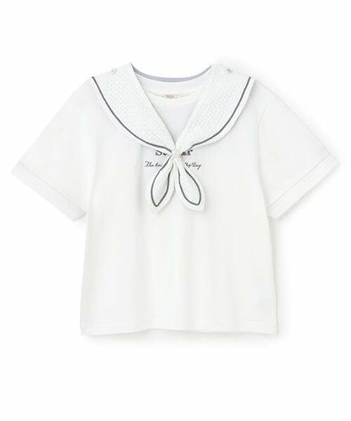 mezzo piano junior / メゾピアノジュニア Tシャツ | 【人気商品再入荷】【直営店で取り扱い無し】3WAY レースセーラーＴシャツ（オフ ホワイト）