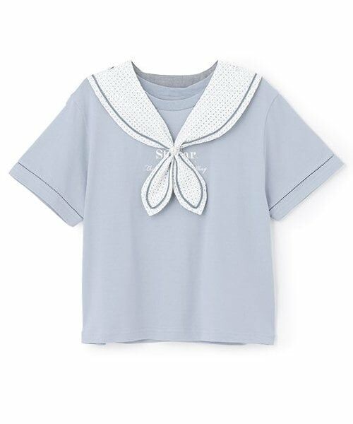 mezzo piano junior / メゾピアノジュニア Tシャツ | 【人気商品再入荷】【直営店で取り扱い無し】3WAY レースセーラーＴシャツ（ブルー）