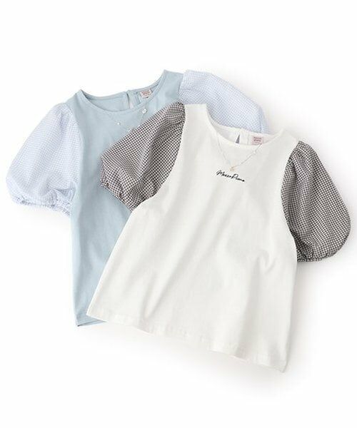 mezzo piano junior / メゾピアノジュニア Tシャツ | 【人気商品再入荷】【直営店で取り扱い無し】チェックぽわん袖ネックレスTシャツ | 詳細9