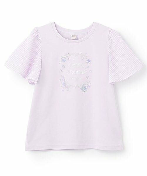 mezzo piano junior / メゾピアノジュニア Tシャツ | 【人気商品再入荷】【直営店で取り扱い無し】シェル刺しゅうフレアスリーブTシャツ（ラベンダー）