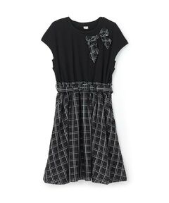 mezzo piano junior / メゾピアノジュニア ミニ丈・ひざ丈ワンピース | 【人気商品再入荷】【直営店で取り扱い無し】リボンドッキングワンピース