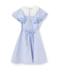 mezzo piano junior / メゾピアノジュニア ミニ丈・ひざ丈ワンピース | 【人気商品再入荷】【直営店で取り扱い無し】ラッフル袖コンビネーションワンピース