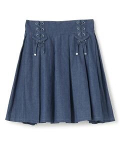 mezzo piano junior / メゾピアノジュニア ショート・ハーフ・半端丈パンツ | 【人気商品再入荷】【直営店で取り扱い無し】ボックスプリーツレースアップスカパン