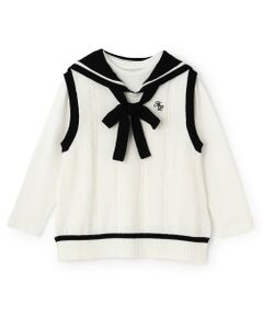 mezzo piano junior / メゾピアノジュニア Tシャツ | 【人気商品再入荷】【直営店で取り扱い無し】セーラーベスト＆長袖Tシャツセット