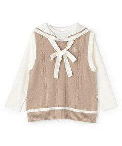 mezzo piano junior / メゾピアノジュニア Tシャツ | 【人気商品再入荷】【直営店で取り扱い無し】セーラーベスト＆長袖Tシャツセット