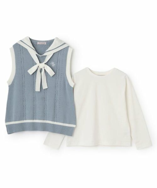 mezzo piano junior / メゾピアノジュニア Tシャツ | 【人気商品再入荷】【直営店で取り扱い無し】セーラーベスト＆長袖Tシャツセット | 詳細2