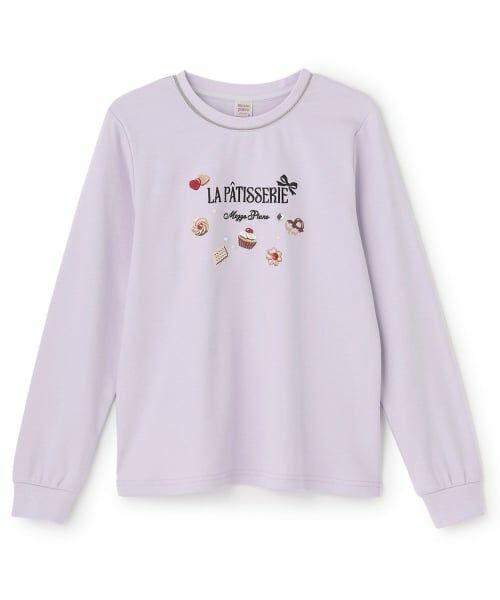 mezzo piano junior / メゾピアノジュニア Tシャツ | 【人気商品再入荷】【直営店で取り扱い無し】チョコレートスイーツ刺しゅう長袖シャツ（ラベンダー）